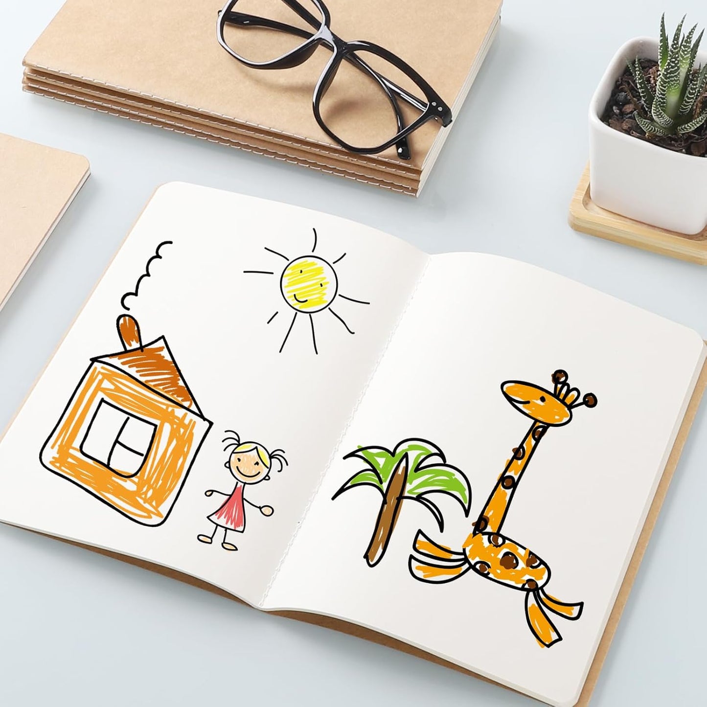 48 Pack Kraft Notebooks Journal Bulk, A5 Size Blank Sketch Notebooks for Travelers, Students, Office - Composition Notebook Subject Notebooks - 8.26”x5.5”, 64 Blank Pages/32 Sheets