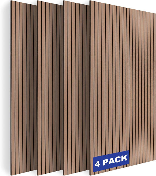 BUBOS 4 Pack Large Acoustic Panels,47.2"x23.6"Acoustic Wall Panel, Self-Adhesive Sound Proof Panel for Walls,Decorative Soundproof Panels for Recording Studio&Office (Walnut)