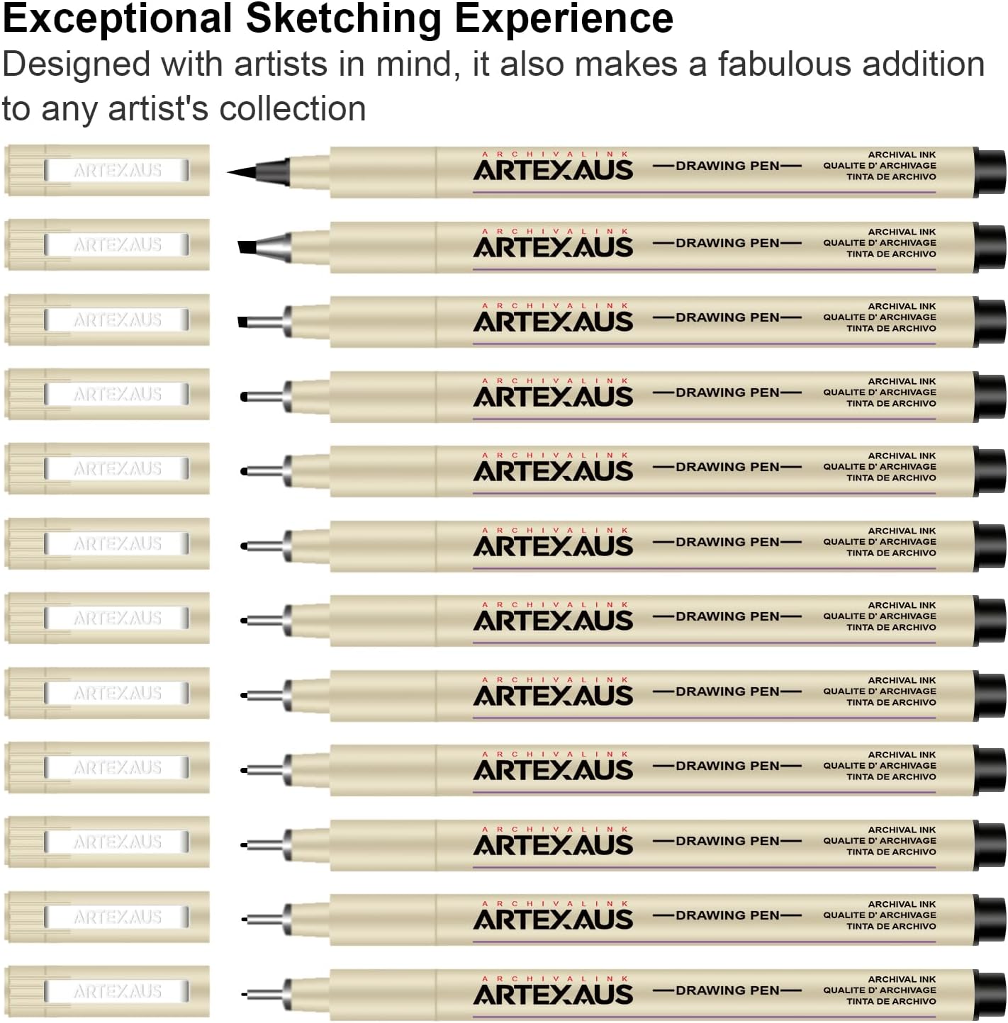 Micro Fineliner Drawing Art Pens, 12 Assorted Sizes, Waterproof Archival Ink, Art Supplies for Adults Sketching, Calligraphy, Technical Illustrators.