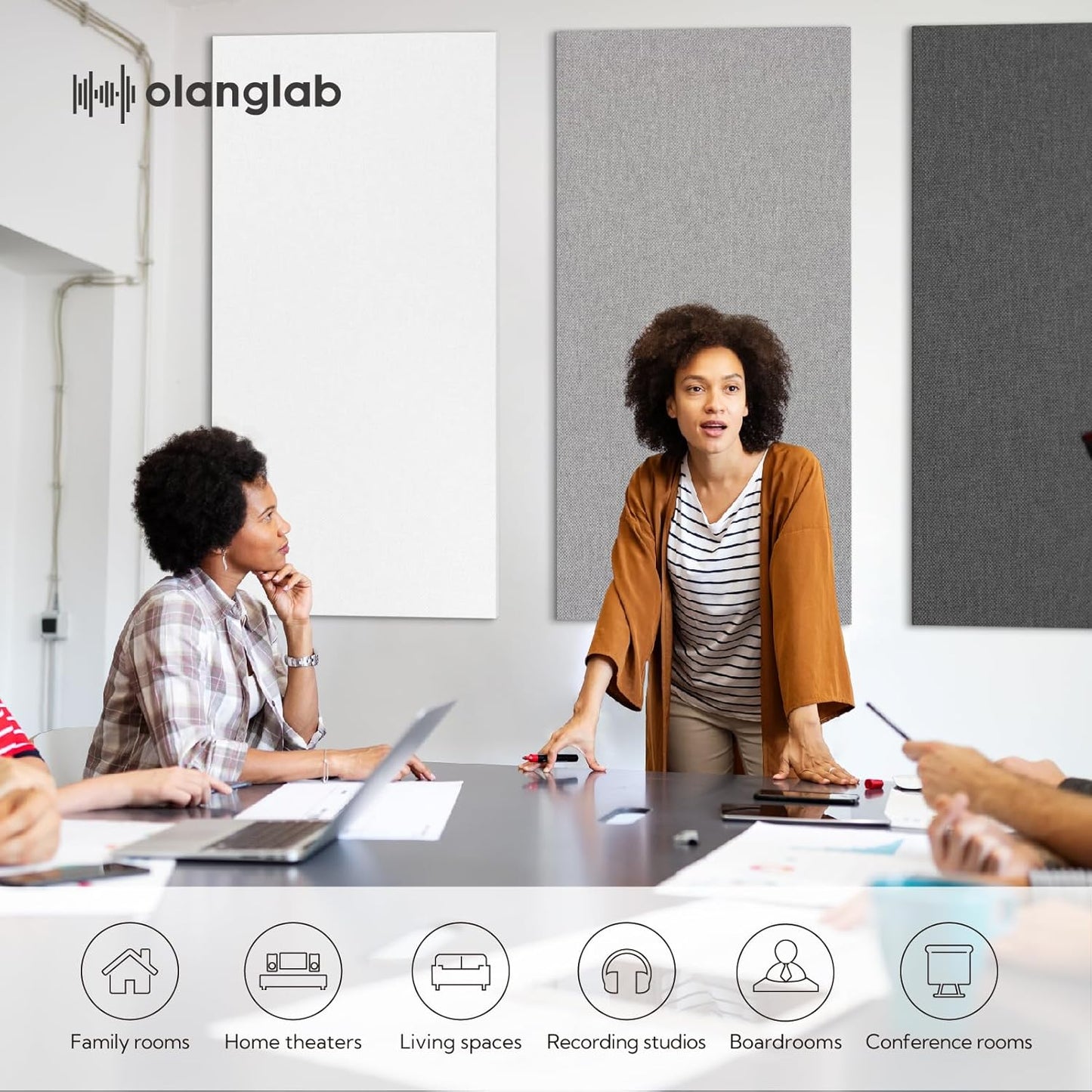 Olanglab Acoustic Panels 2 Pack, 48''x24'' Large Sound Panels, Fabric Wrapped Sound Proof Foam Panels for Walls, Sound Absorbing Panels for Recording Studio Acoustical Treatments (Light Gray)