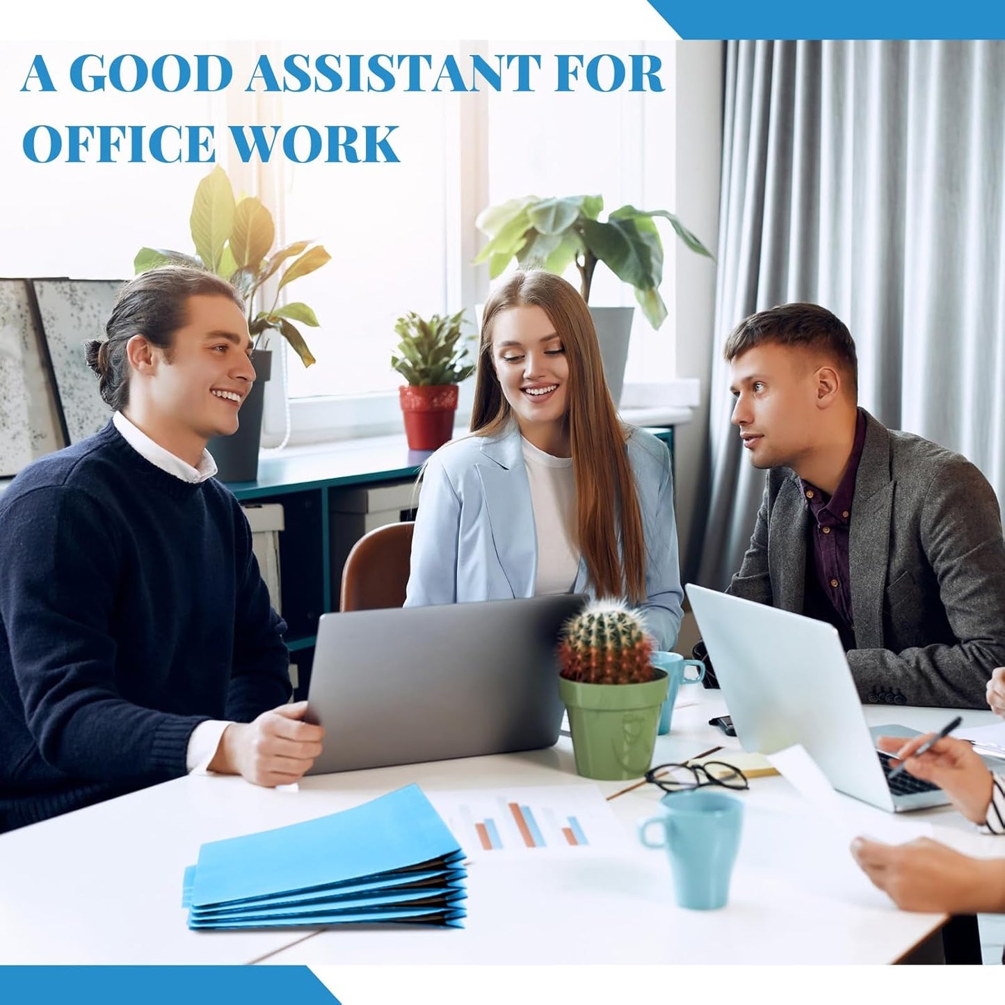 48 Pcs Classification Folders Letter Size, 1 Divider Pressboard File Folder with Fasteners, Expanding File Organizer Bulk for Teachers, Clergy, Office, Church, Christmas Donations (Blue)