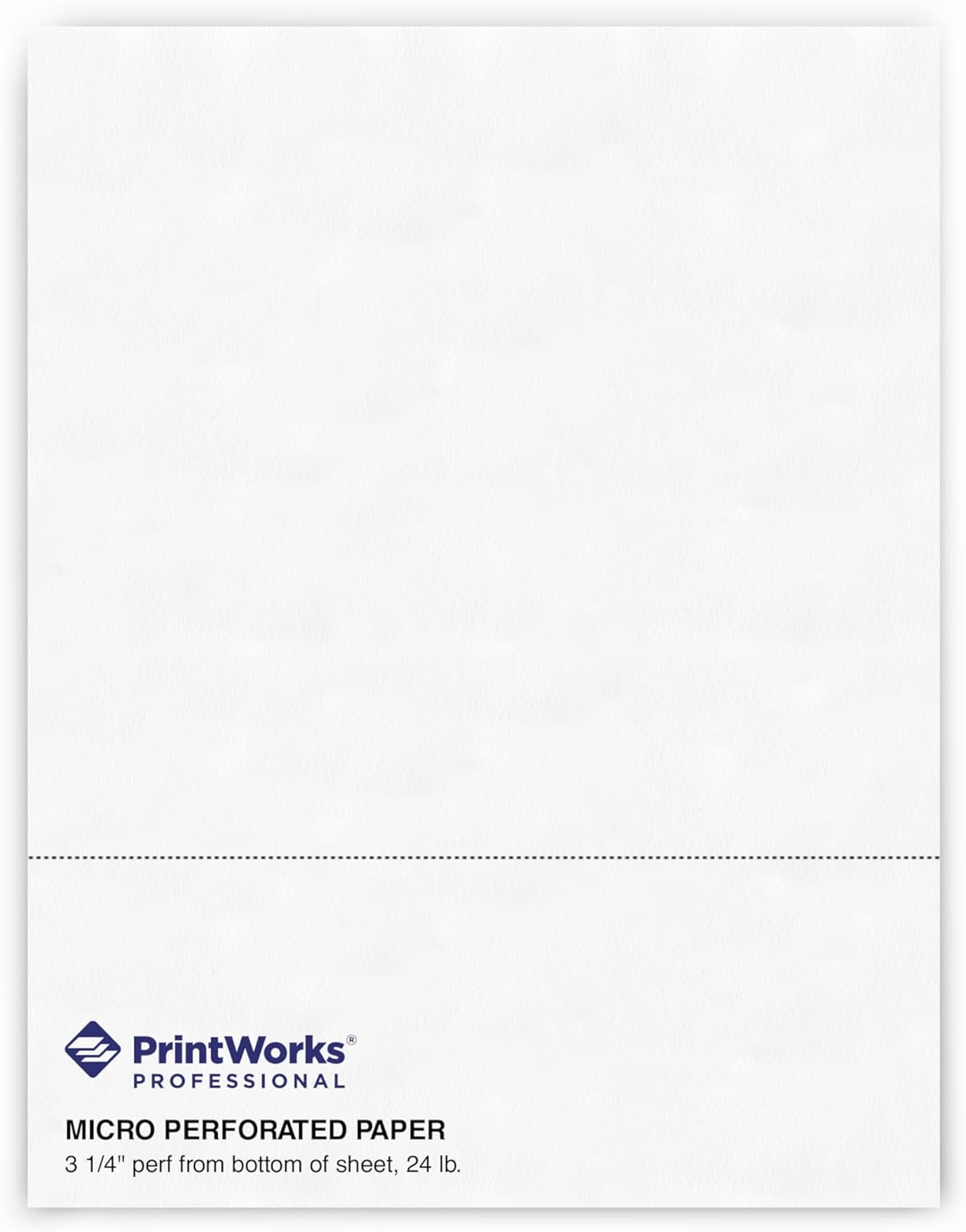 PrintWorks Professional 3 1/4" Horizontal Perforated Paper 8.5” x 11” - Perfect For W-2, 1099, & Statement Use - Made in the USA - 500 Sheets - 20 lb - Printer Compatible - White (04115)