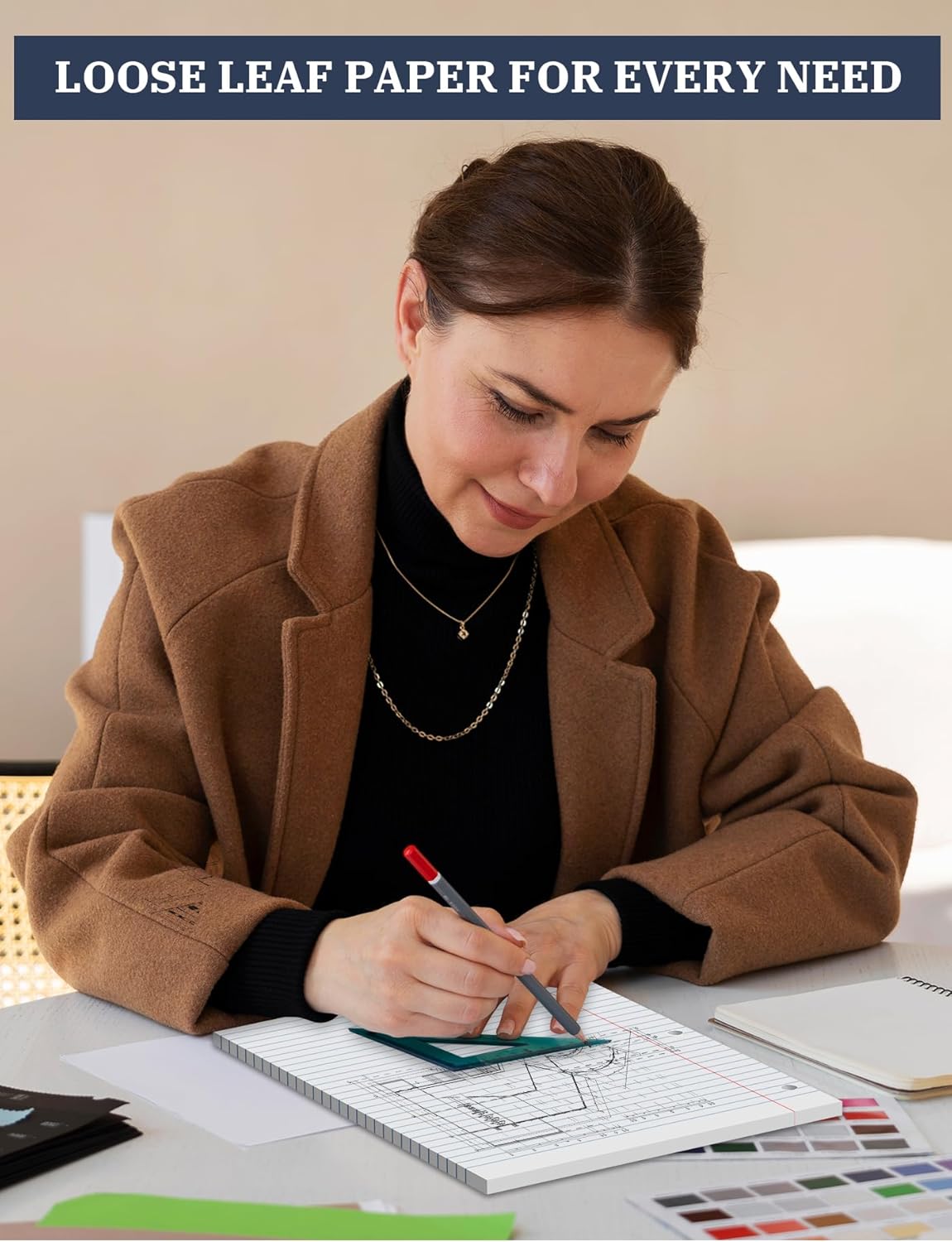 Loose Leaf Paper, 300 Sheets Filler Notebook Paper, 3-Hole Punched Binder Papers 8-1/2 x 11 In, Wide Ruled Lined Paper 8.5 x 11 for 3 Ring Binder, White, 3 Pack, 100 Sheets/Pad