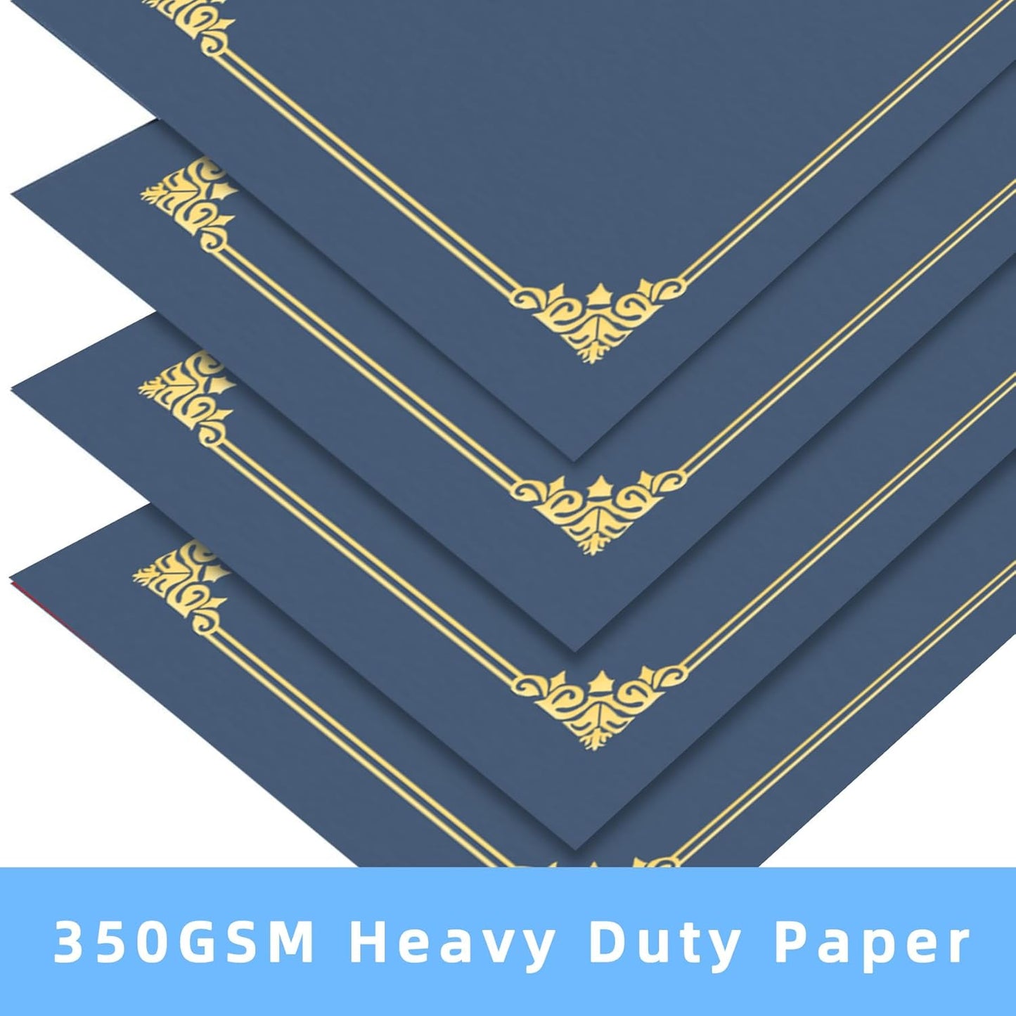 HAUTOCO 10 Pack Certificate Holders, Navy Blue Diploma Holders, Document Award Covers Certificate Folders with Gold Foil Border for 8.5x11 Letter Size