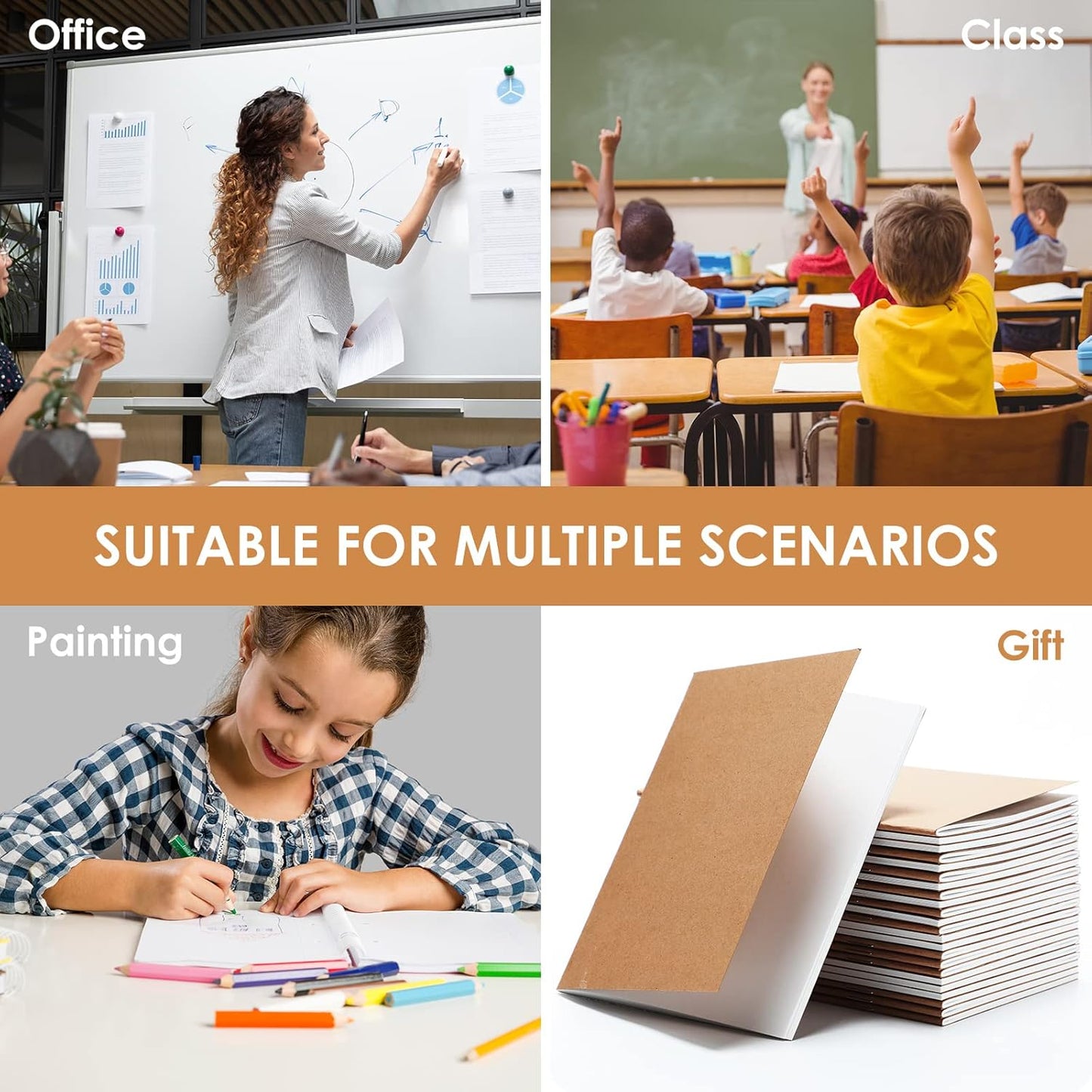 Epakh 100 Pack Mini Kraft Paper Notebook Bulk Small Blank Notebook Mini Unlined Pocket Journal Sketchbooks for Students School Writing, 48 Pages, 24 Sheets, 4.25 x 5.5 Inch (Brown)