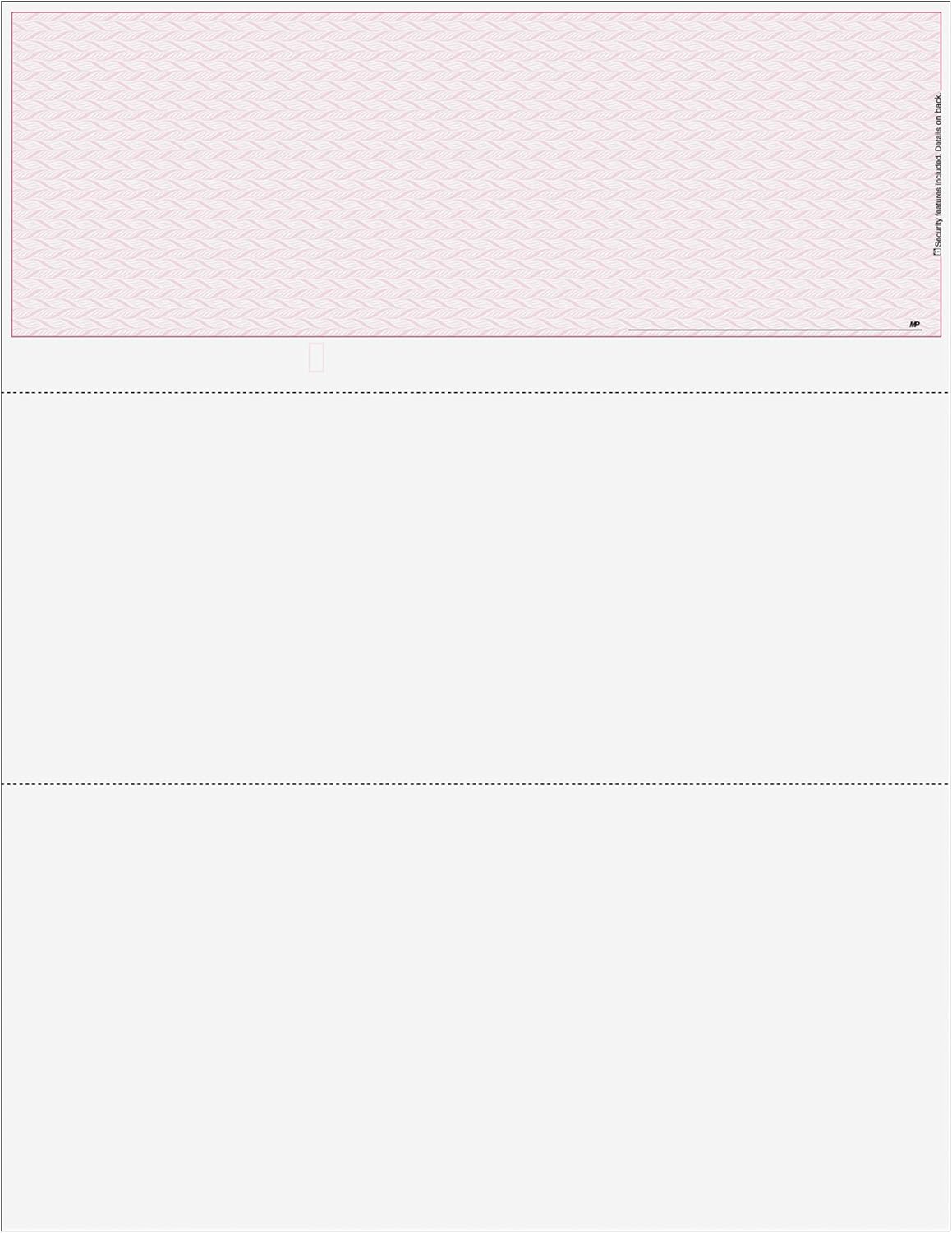 Classic Blank Top Business Check, Blank Computer Top Check Paper with Burgundy Herringbone Background and Signature Line, 500/Pk