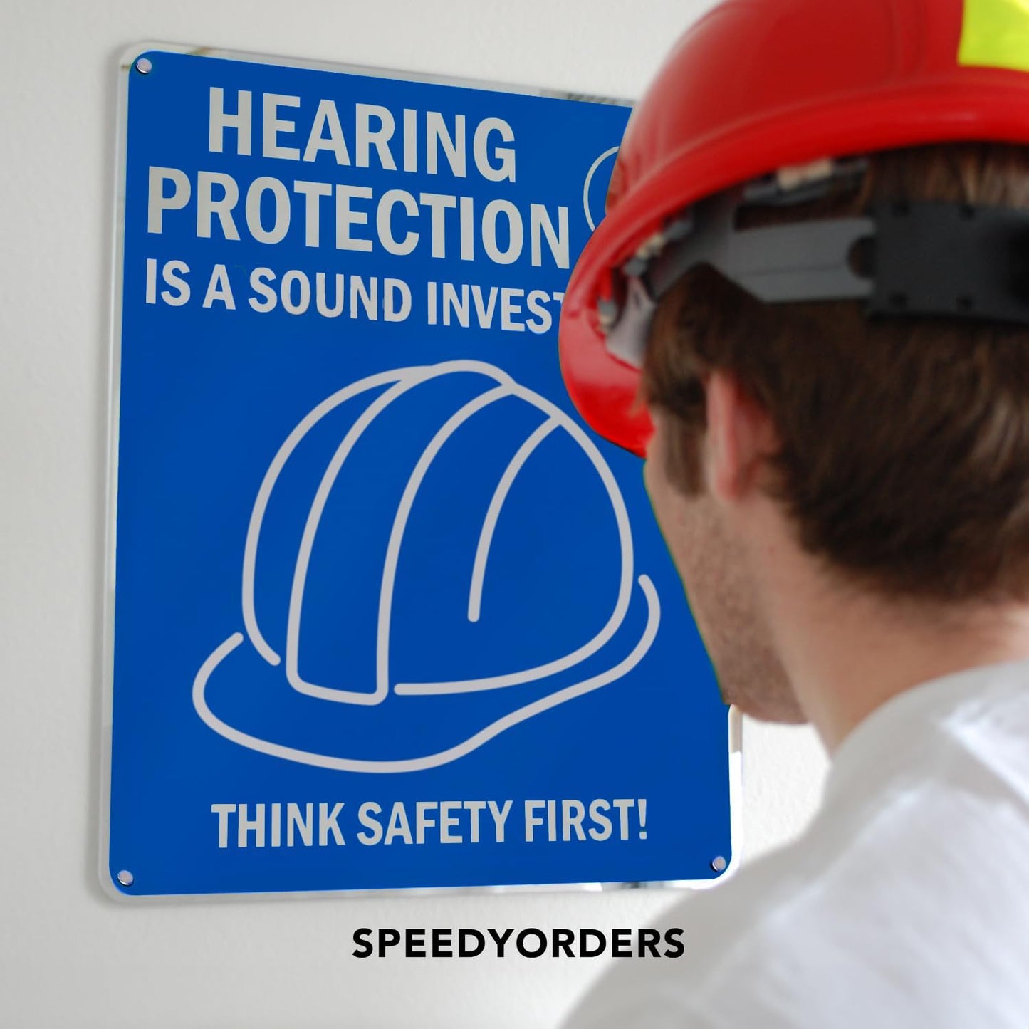 SPEEDYORDERS Custom Outdoor Metal Signs, Personalized Aluminum Signs, Customized Safety Signs, Metal Business Signs, Waterproof Outdoor Business Signs, White Aluminum (Blue Background, 12x8 In)