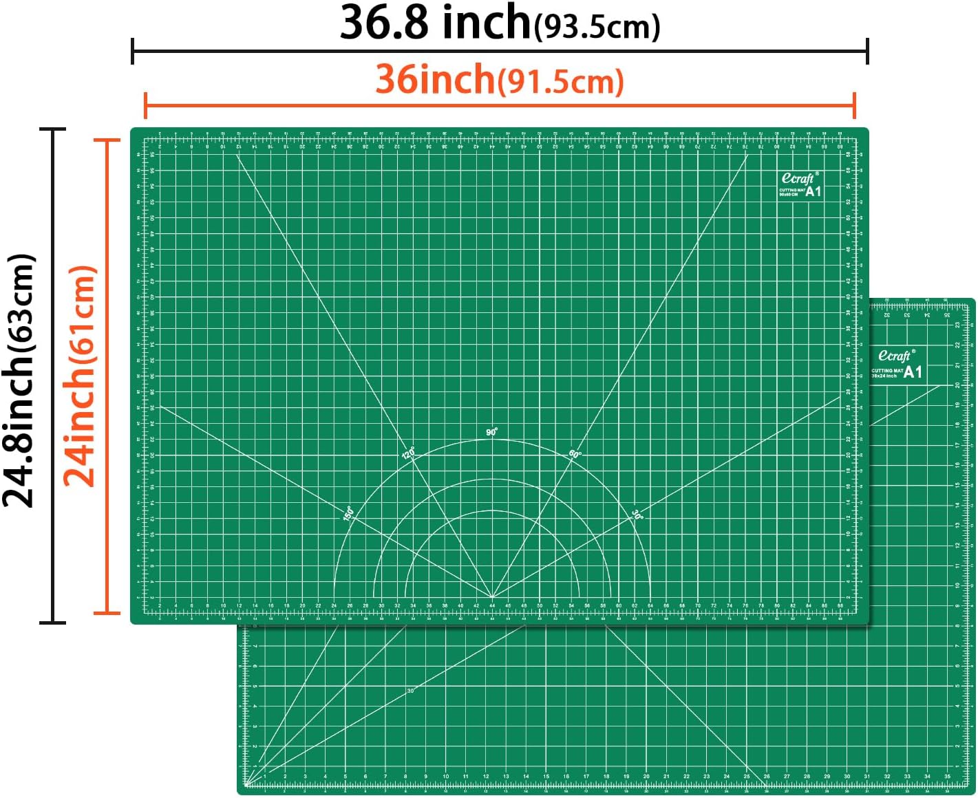 Ecraft 24"x36" Self-Healing Sewing Mat: Large Double Sided Green 5-Ply Hobby Mat, A1 Rotary Cutting Mat for Sewing, Quilting & Fabric Crafts