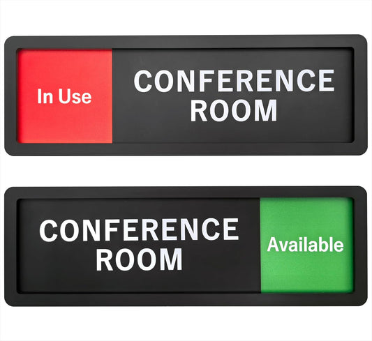 Conference Room Sign – In Use / Available Slide Switch Sign, Premium Durable Acrylic Material, Super Strong Self-Adhesive, Quick Installation, Suitable For Your Home And Business (9×3 Inches, Black)(Conference Room)