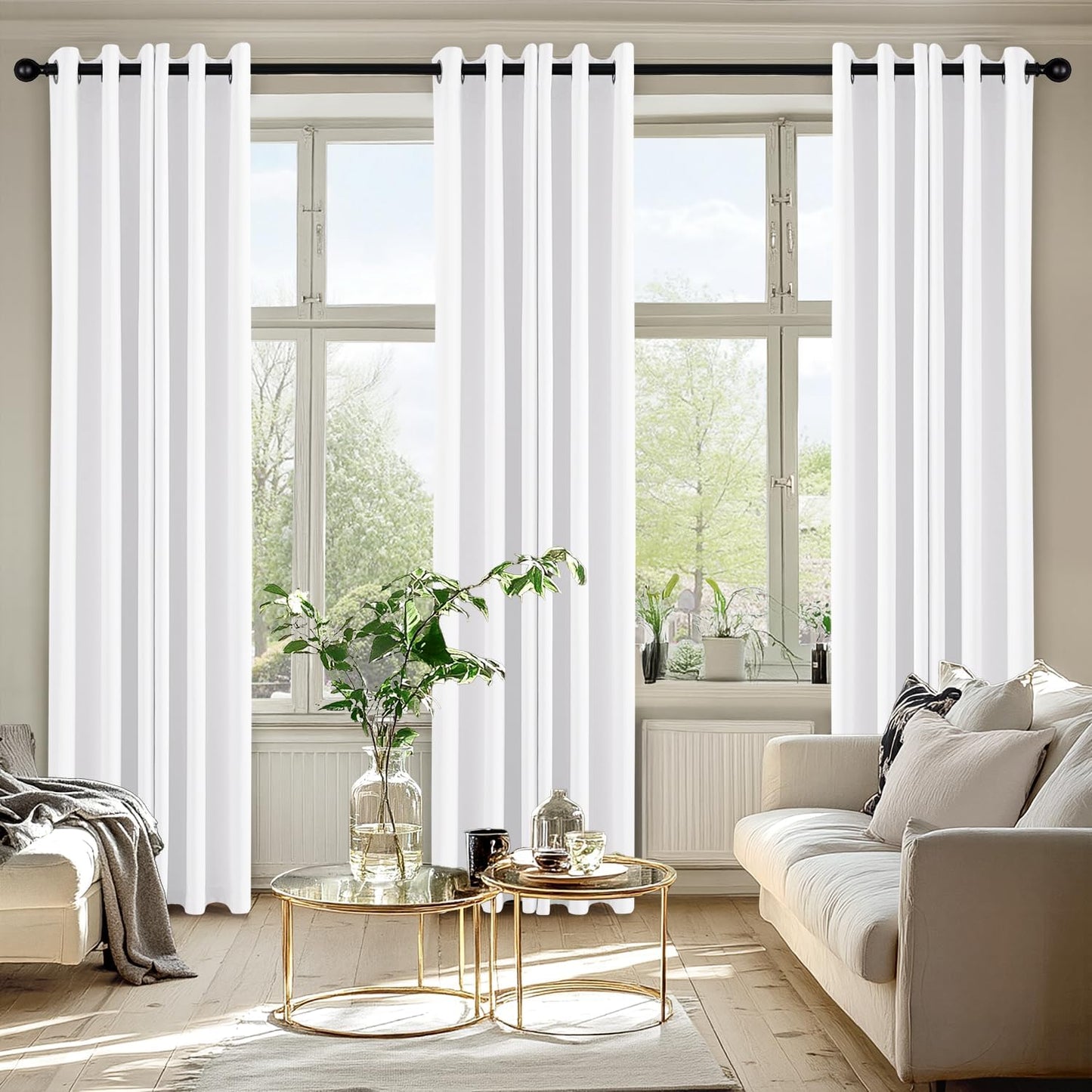 MIULEE Pure White Curtains for Bedroom Living Room 84 Inches Long 2 Panels, Thermal Insulated Room Darkening Drapes Grommet Top Solid Color Window Treatments W40 x L84 Inch