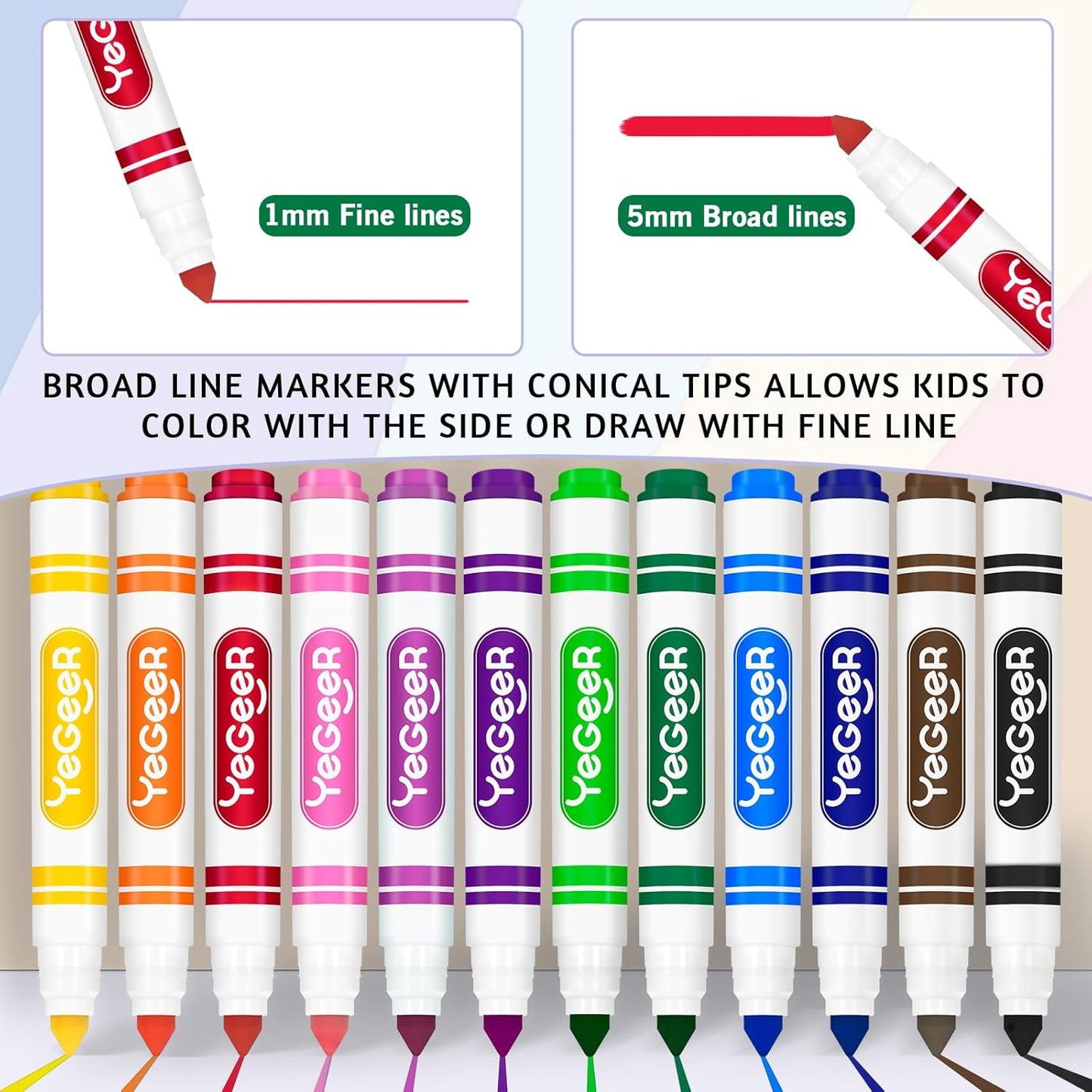 288 Count Washable Markers Bulk – 12 Assorted Colors, Broad Tip Markers for Kids, Teachers, and Classroom Supplies, Perfect for Art and Coloring.