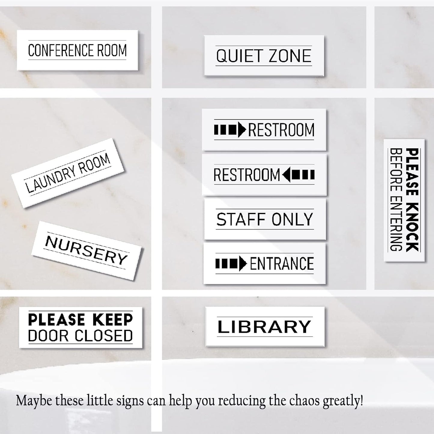 Conference Room Sign White 9x3 Inch - Indoor Self Adhesive Door Wall Sign Minimalism Design