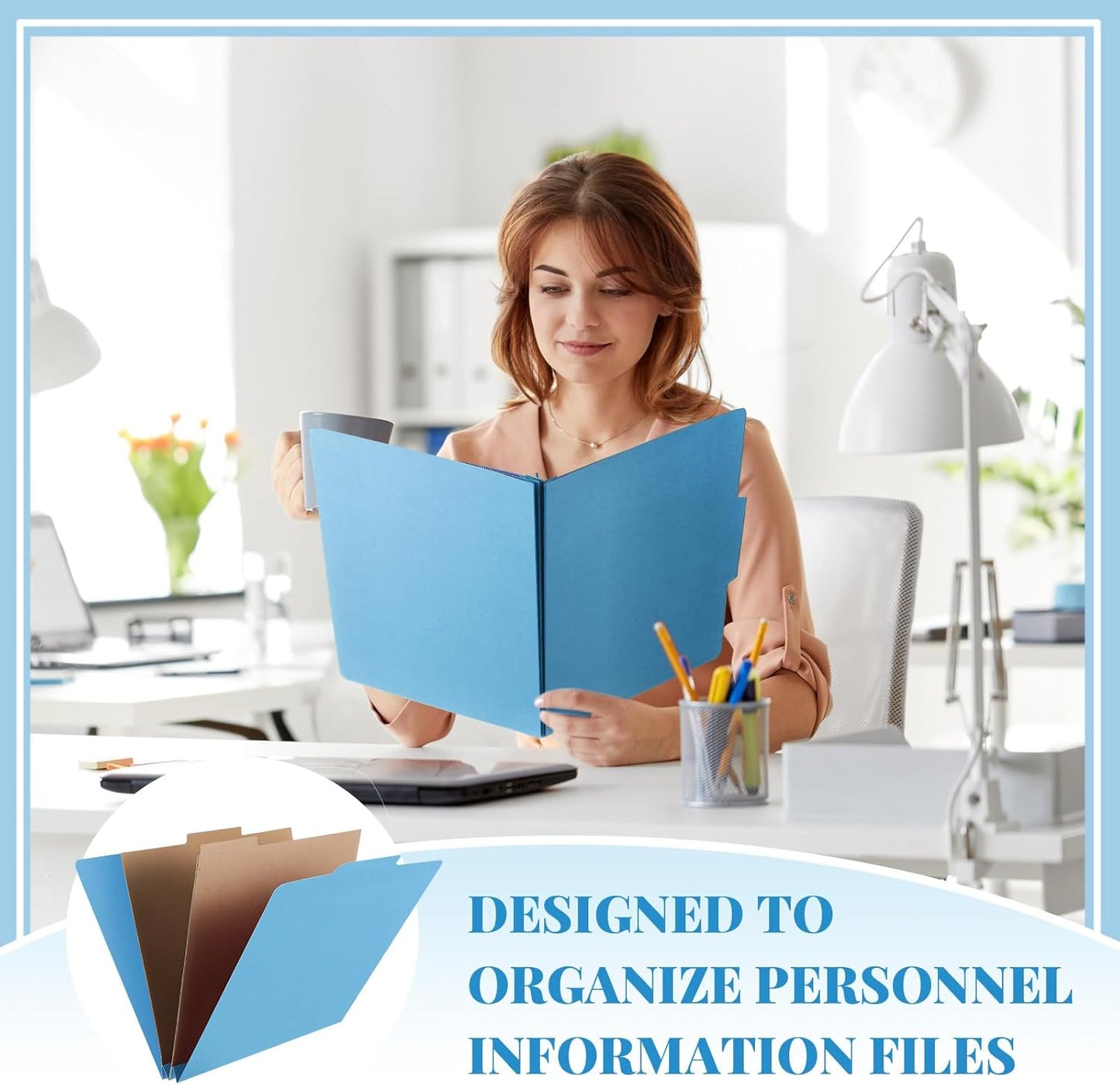 36 Pcs Classification Folders Letter Size, 2 Pocket Dividers Pressboard File Folder with Fasteners, Expanding File Organizer Bulk for Teachers, Clergy, Office, Church, Christmas (Blue)