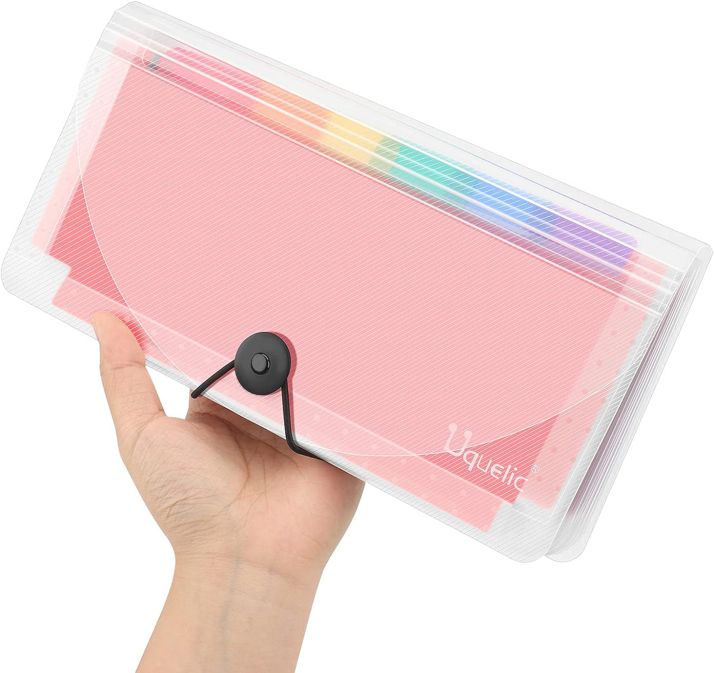 Uquelic Stand Receipt Organizer Folder - 13 Pockets Expanding Accordion Coupon Organizer, Envelope Organizer, Rainbow Large Capacity Sticker Organizer, Small Envelope Organizer with Label, 10 x 5 inch