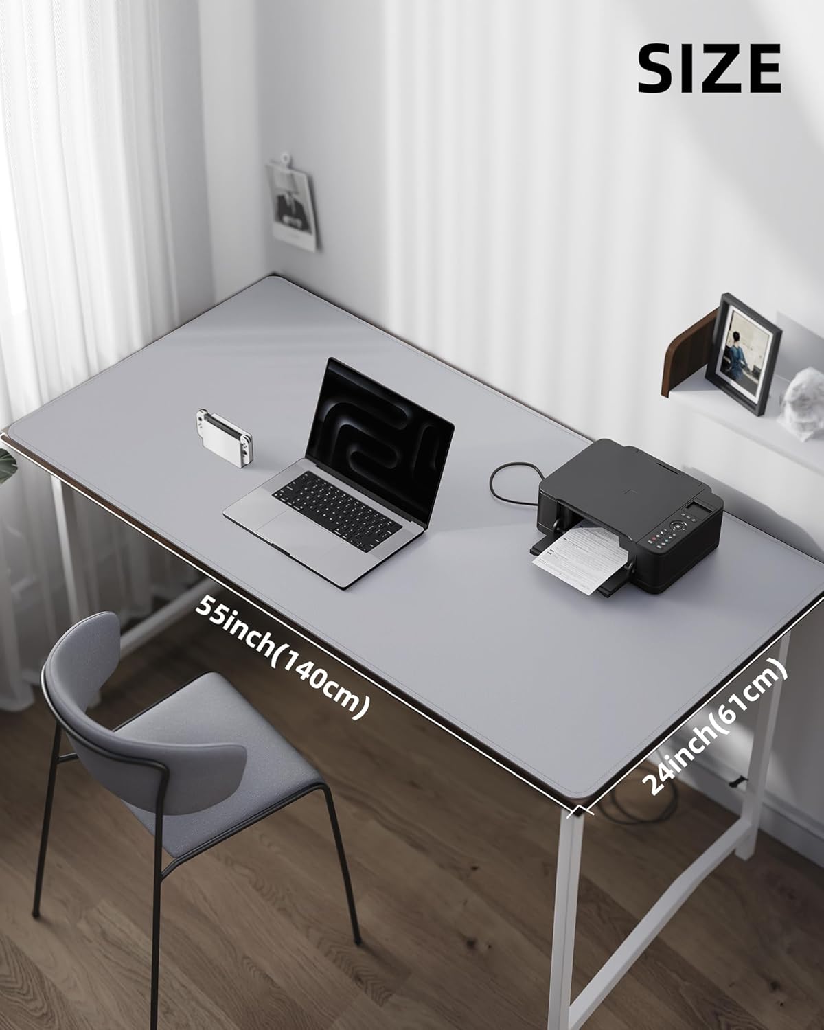 Large Desk Mat 55"x24" - Premium Non-Slip Desk Pad, Waterproof and Scratch-Resistant Office Desk Protector, Large Desk pad Workspace Mat for Home and Office(Light Grye)