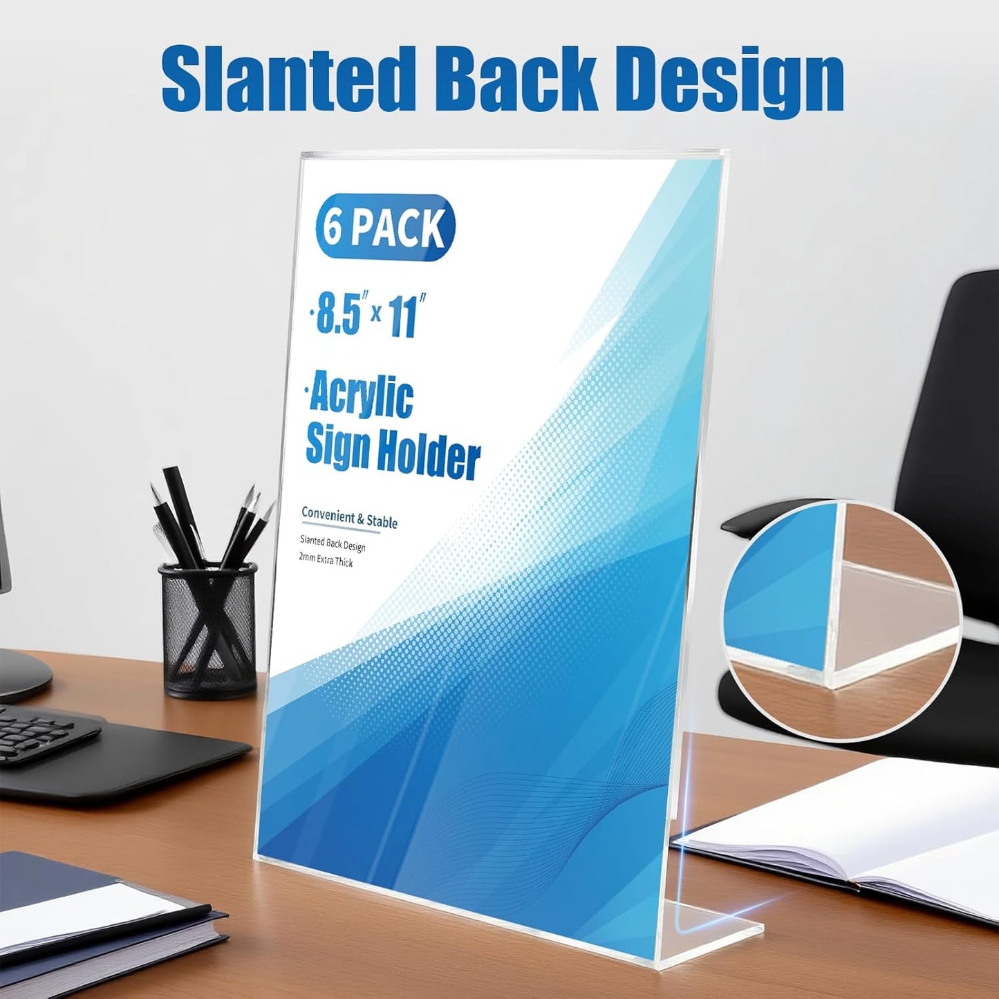 12-pack Acrylic Sign Holder 8.5*11 Standing, Clear Plastic Sign Stand Tabletop Dispaly for Menu, Flyer, Brochure, Picture, Used in Restaurants, Offices, Store and Home, Vendor Booth, School