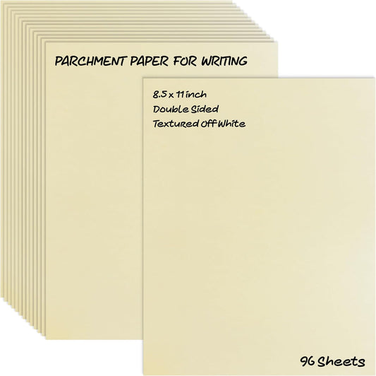 Parchment Stationery Paper, 96 Sheets, Textured Off White, 24 lb Bond/90 gsm, Stationery Paper for Certificates, Resumes, Diplomas, Executive Use, Printer-Friendly, by Better Office Products