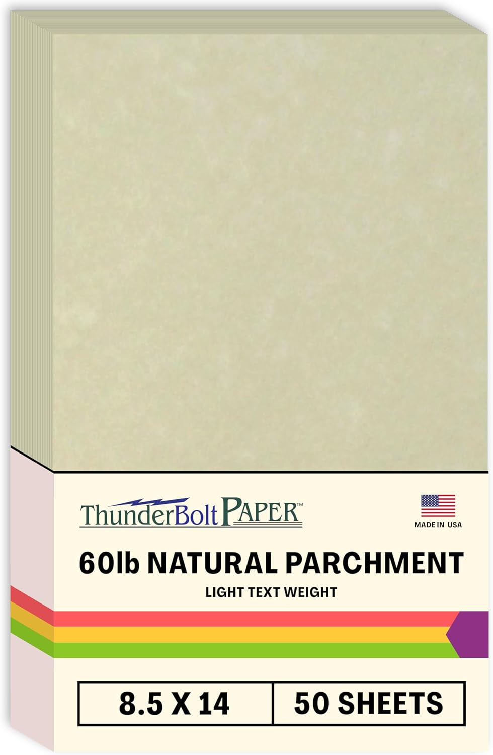 50 Natural Parchment 60# Text (=24# Bond) Paper Sheets - 8.5" X 14" (8.5X14 Inches) Legal|Menu Size - 60 Pound is Not Card Weight - Vintage Colored Old Parchment Semblance