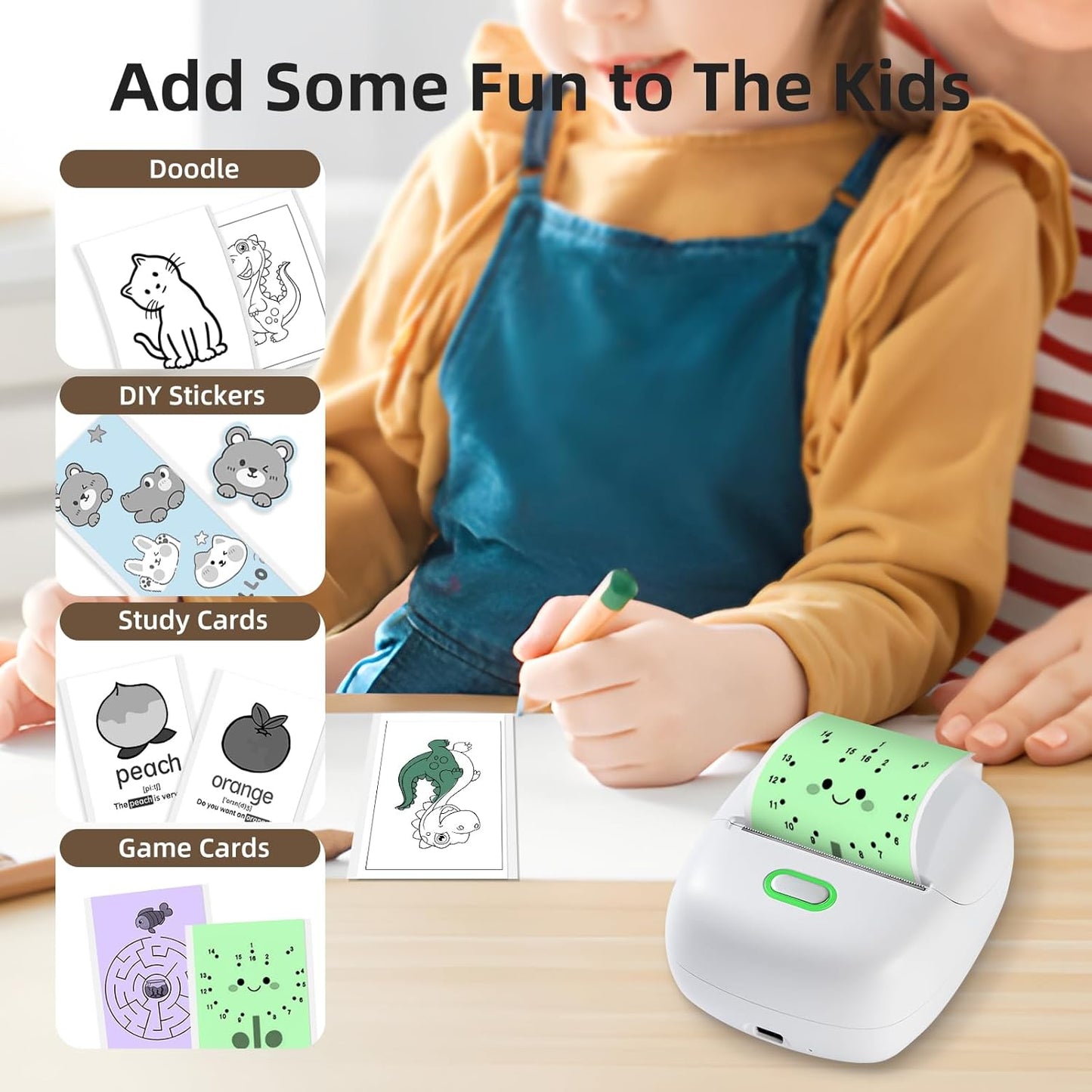 ORGSTA S002 Sticker Printer - Mini Printer Portable Thermal Sticker Maker, Bluetooth Print Pod Inkless Label Maker for Photos, Journal, Receipts, DIY Creation