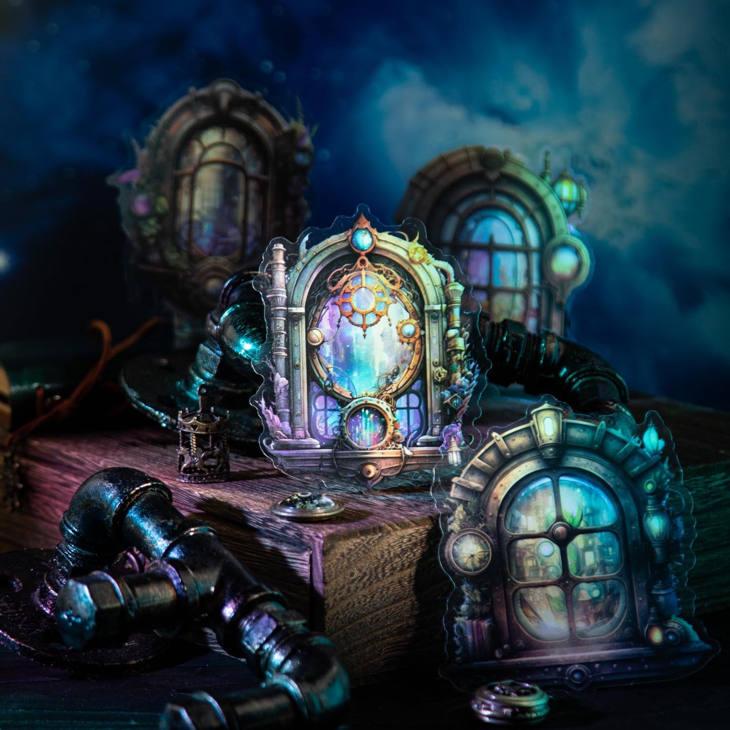 Large Window PET Sticker Set, 60PCS Punk Ephemera for Scrapbooking, Journaling, Crafting, DIY Projects, and Art Supplies