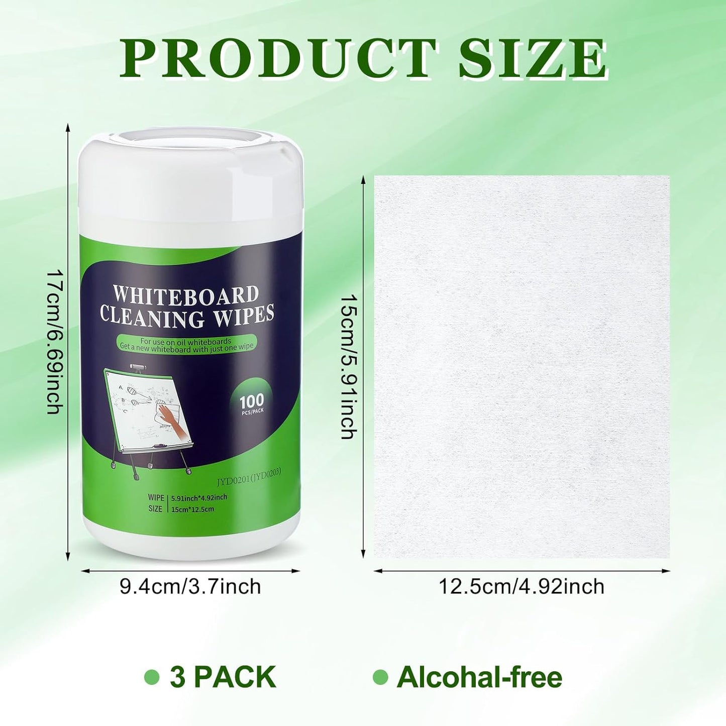 3 Pack Dry Erase Wipes 300 Pcs Whiteboard Cleaning Wipes Wet Whiteboard Cleaner Classroom Teacher Supplies, 100 Pcs Per Canister