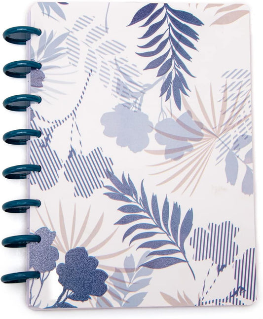 Talia Discbound Notebooks, Planner, Customizable, (Palms w/Deep Lake Blue Discs, Junior 14242 (5.5in x 8.5in))