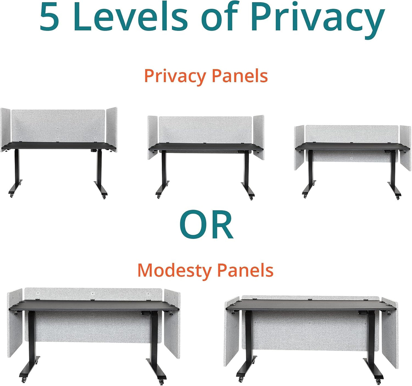 Stand Up Desk Store ReFocus Clamp-on Acoustic Desk Divider Privacy Panel That Reduces Noise and Visual Distractions (Cool Gray, 47.25" X 23.6")