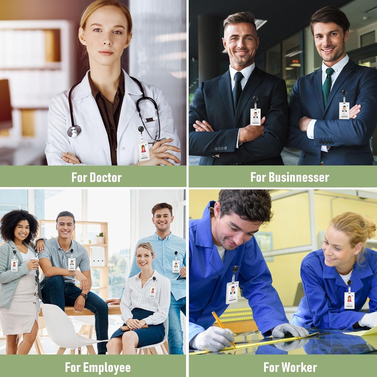 Handepo 400 Pcs Retractable Badge Reels Bulk, Black Retractable Badge Clip ID Holder Key Ring Clip for Office Students Teachers Doctor Nurse Employees Name ID Card Holder Key Card