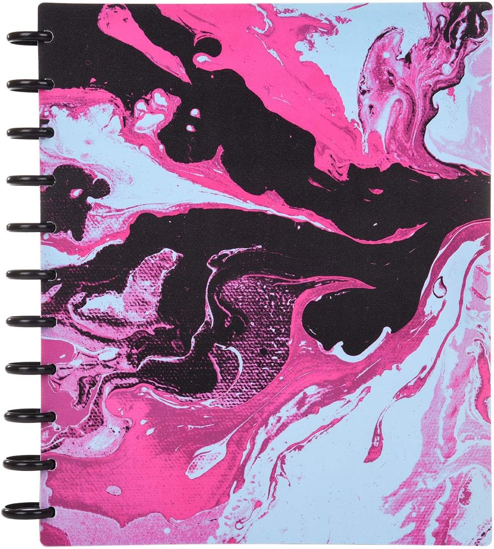 Talia Discbound Notebooks, Planner, Customizable, (xMarble Flow Taffy w/Black Discs, Letter (8.5in x 11in))