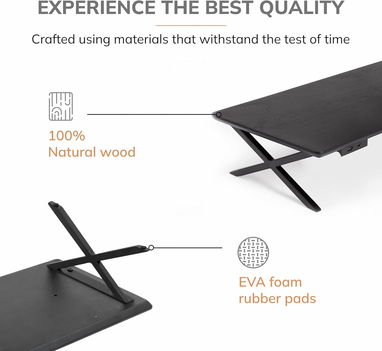 Anji Mountain Monitor Stand - Desktop Organizer & Laptop Riser, Ergonomic Monitor Riser, Space-Saving Monitor Stand for Desk, Durable Construction, Easy Assembly, Ideal for Home & Office,Black