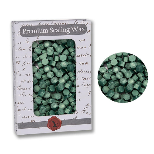 Premium Sealing Wax Beads 2 OZ. 350 pcs + Pine Green/Emerald Pearl
