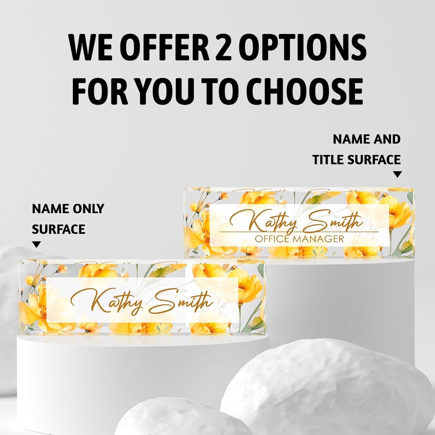 Personalized Name Plate for Desk, Custom Desk Name Plate, Acrylic Name Plate Office Desk Accessories, Personalized Office Gifts for Coworkers Teachers, Employee Appreciation Gifts (A-WaterColor5)