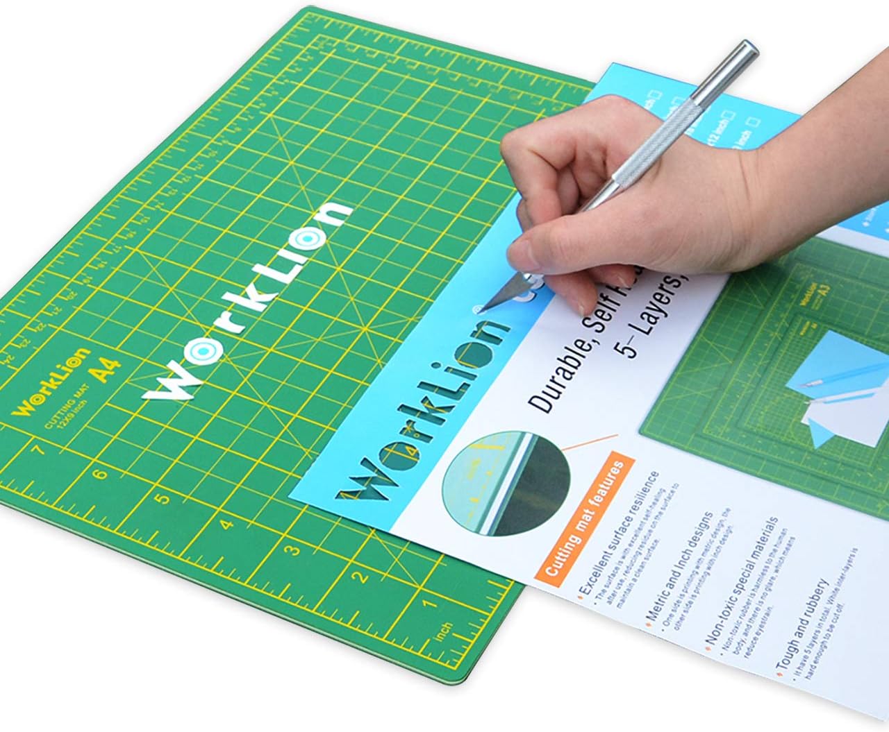 WORKLION Full 9" x 12" Art Self Healing PVC Cutting Mat, Double Sided, Gridded Rotary Cutting Board for Craft, Fabric, Quilting, Sewing, Scrapbooking Project (3 Pack)…