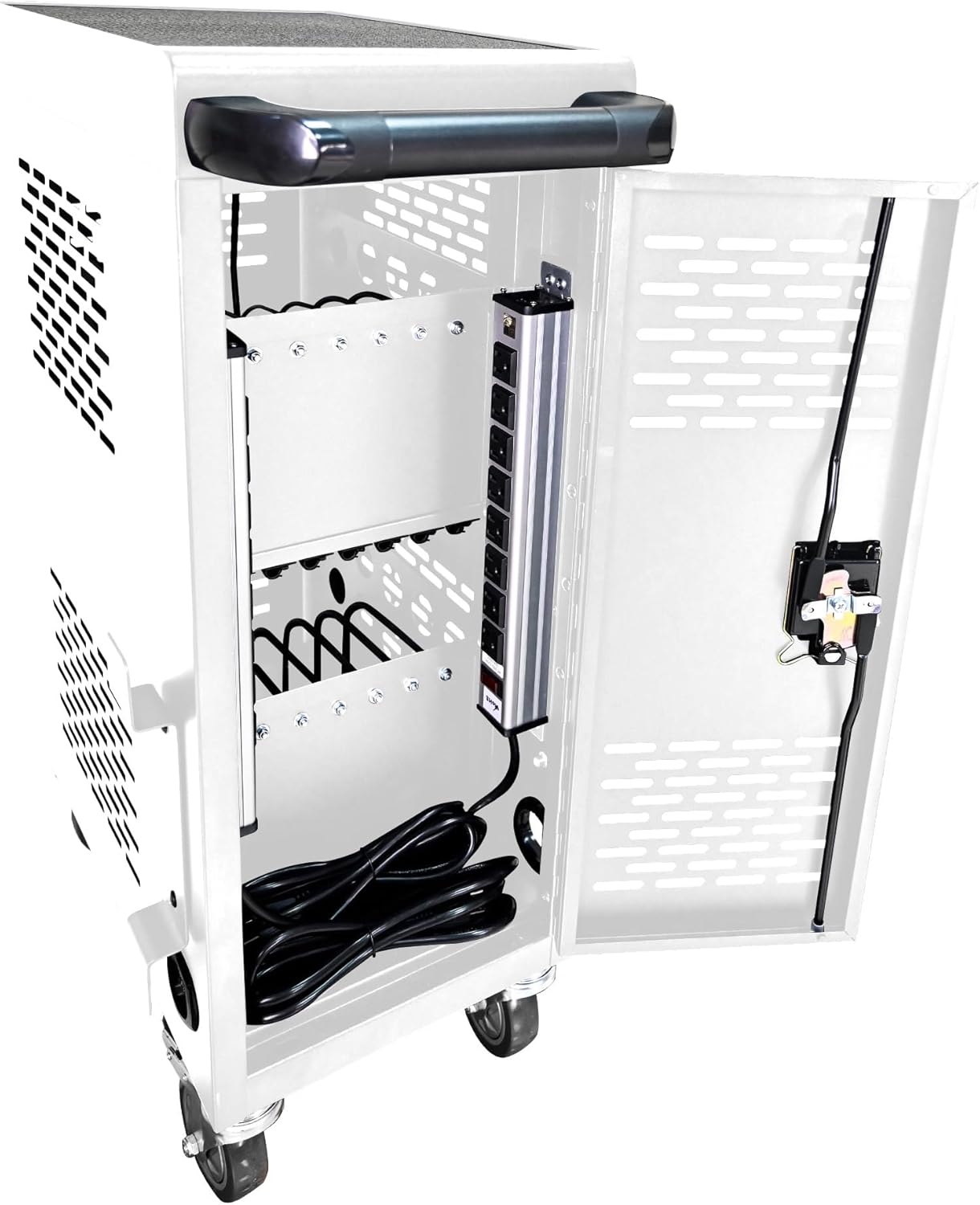 16 Devices Mobile Charging Cart for Laptop Up to 16.3-inch Screen,Charging Station and Tablet Storage Cart for iPad, Chromebooks with Cord Organizer, White