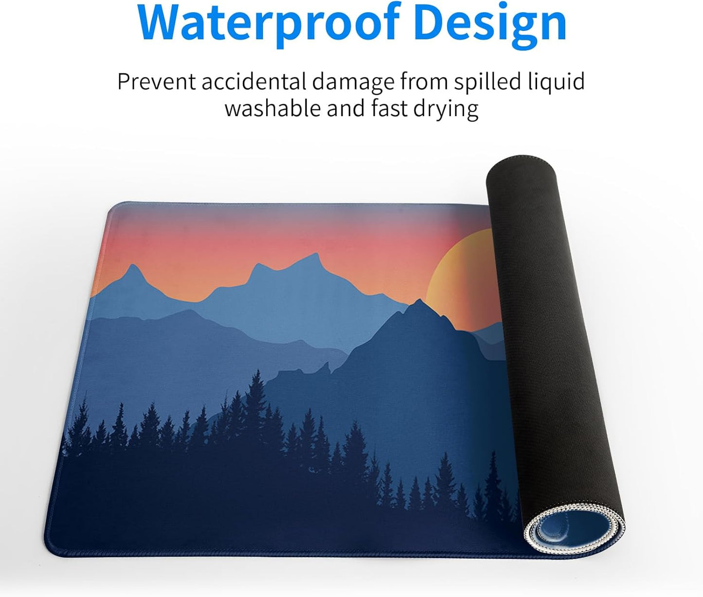 Japanese Mountain Landscape Gaming Mouse Pad Extended Large Mousepad with Nonslip Rubber Base Stitched Edges Laptop Computer Keyboard Desk Mat for Office Home and Game