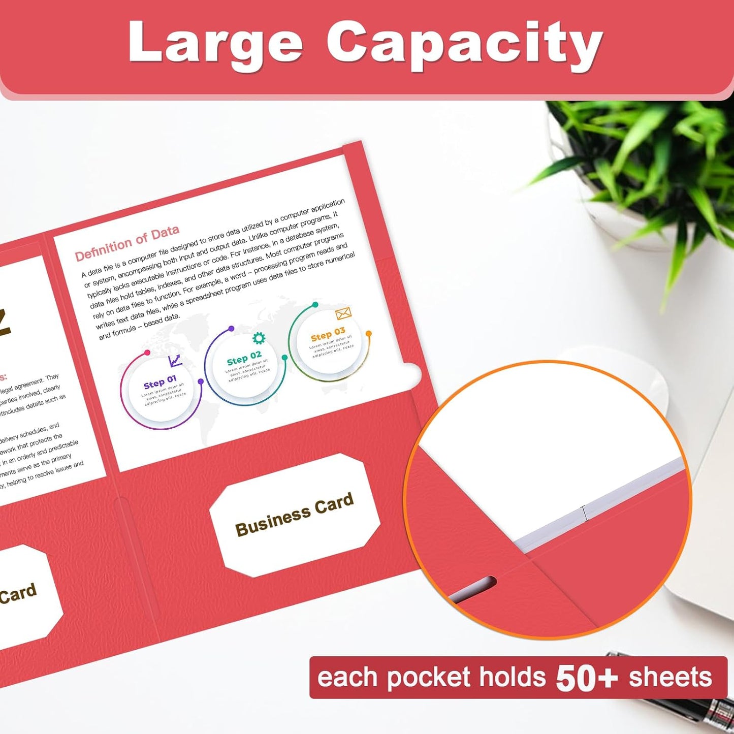 Folders with Pockets, LAYZZ 30 Pack Paper Pocket Folders, 2 Pocket Folders Fits Letter Size Paper, for School Office and Home (Red)