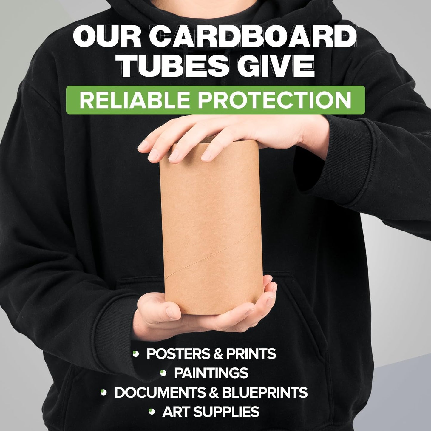 4" x 6" Reinforced Kraft Paper Mailing Tubes, Pack of 2 Tubes with 2 Caps Each – USPS Approved Poster Tube – Made in USA Cardboard Tube for Shipping and Storing Posters, Prints, Artwork, or Documents