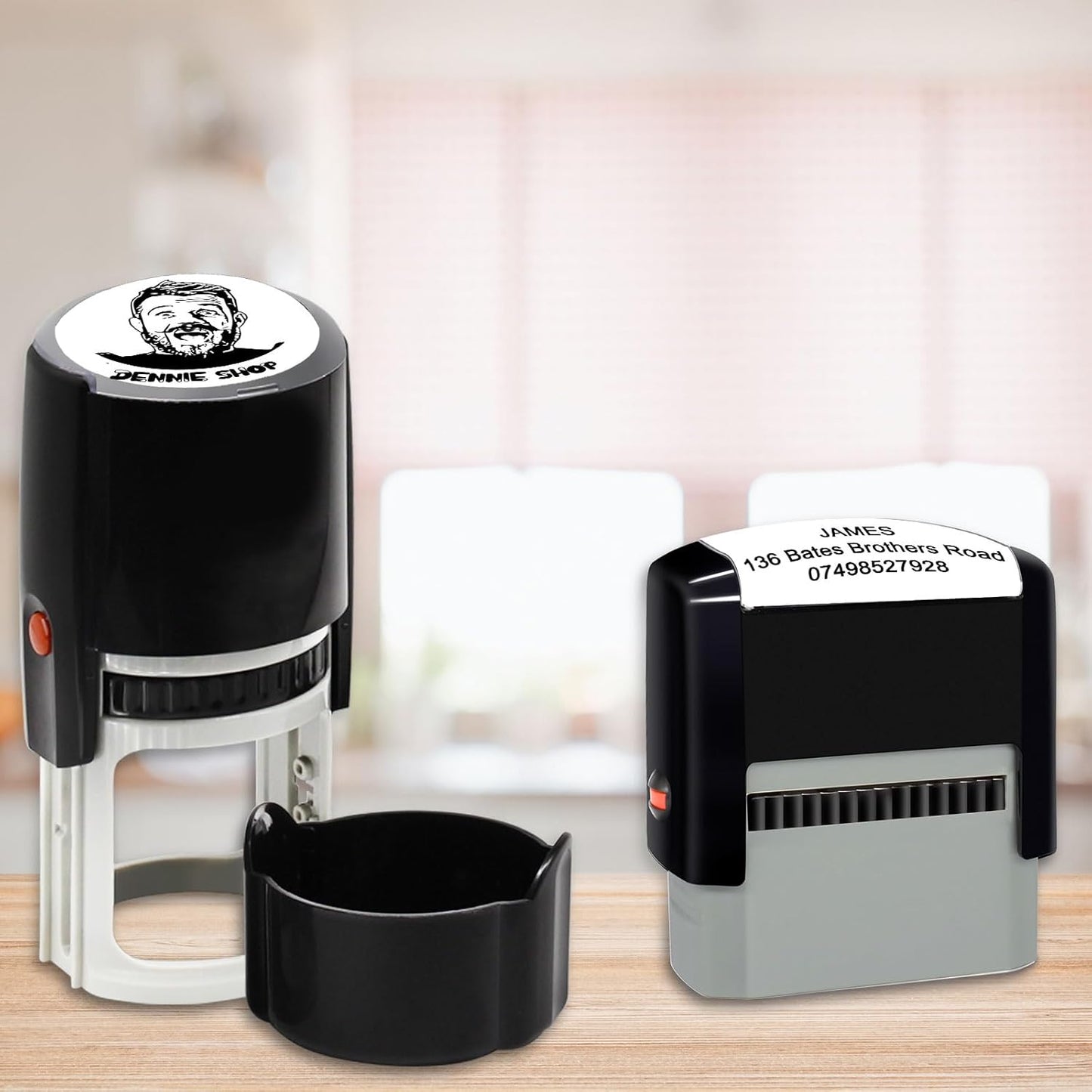 Custom Face Photo Stamp Self Inking Personalized Portrait Text Stamper Customized Name Logo Round Rubber Stamp for Office Return Address Stamper Funny Gifts for Pets Teacher Family Face