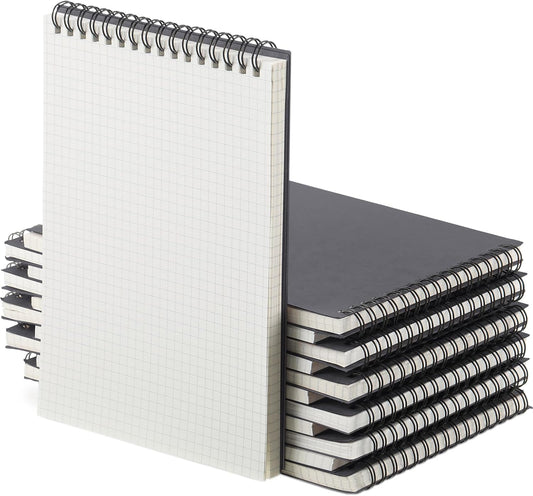 6 Pack Graph Paper Spiral Notepad A5 Top Wirebound Notepad Grid Notebook Steno Pads Memo Notebook Grid Paper 140 Pages for Writing Sketching Drawing Office Supplies (Dark Grey)