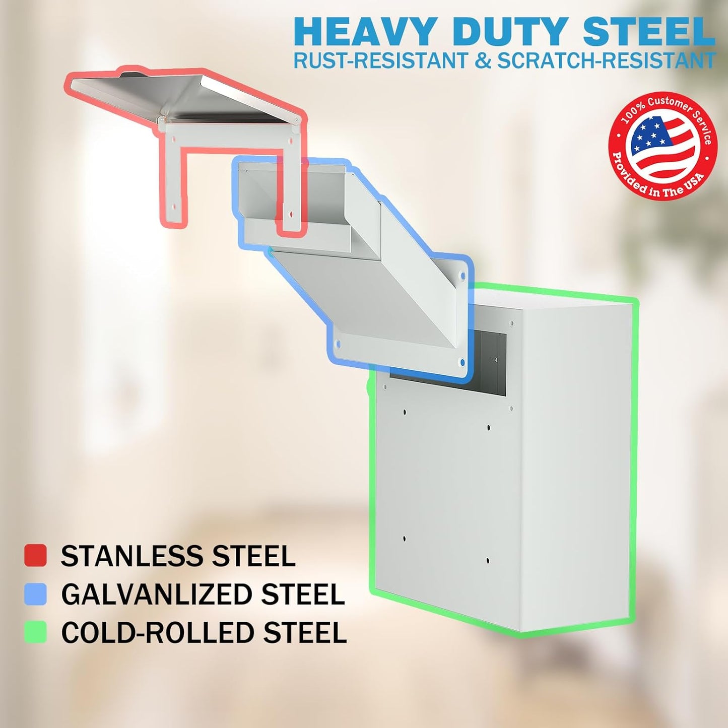 Pochar Through The Wall Drop Box with Lock - Wall Mailbox with Rainproof Cover & 10inch Adjustable Chute - Heavy Duty Locking Key Drop Box Deposit Safe for Mail, Rent, Cash, Payment (Off-White)