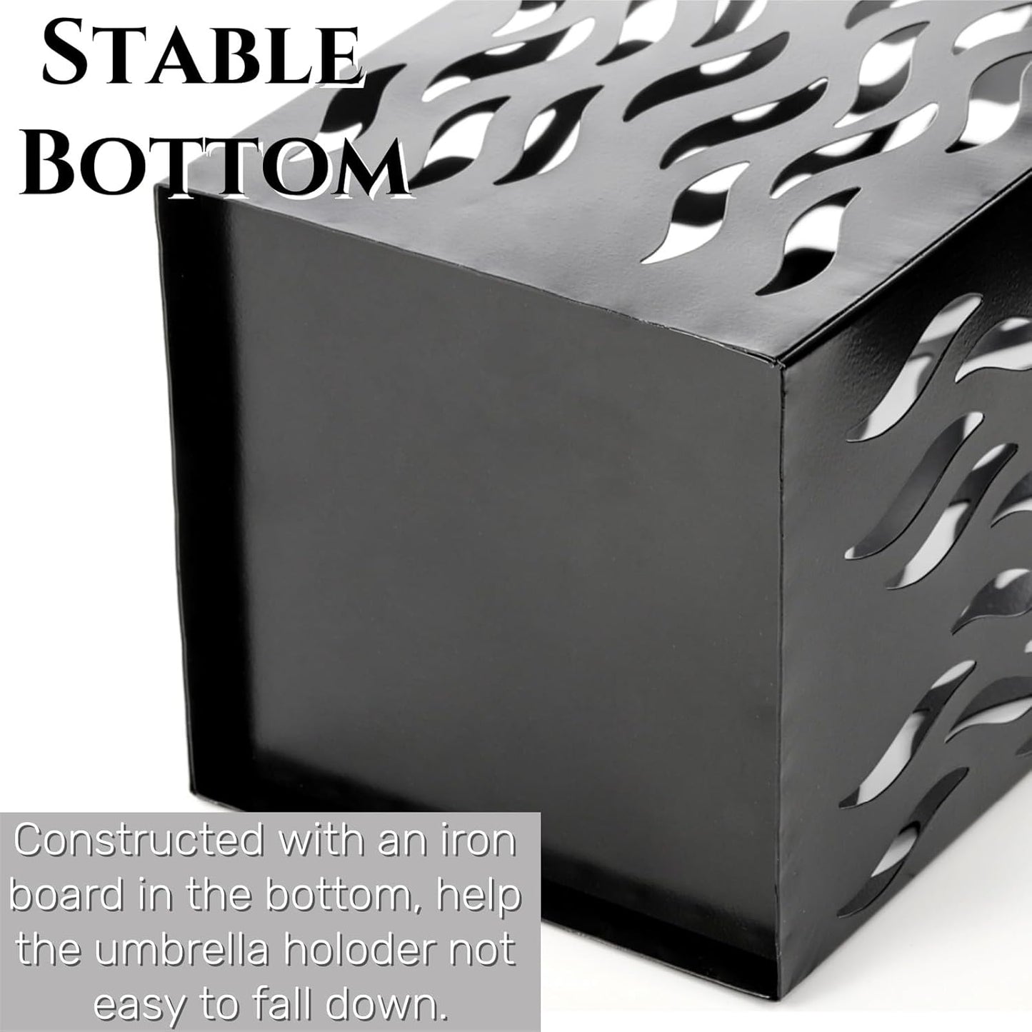 Metal Umbrella Holder, Heavy Square Canes Walking Sticks Stand Rack, Freestanding Rain Collection Umbrella Organizer, Black Umbrella Storage Bin for Entryway, Home, Office, 6.1"x6.1"x15.7"