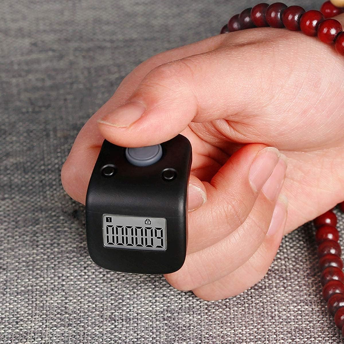Rechargeable Silent Finger Counter 6 Channels Digital Tasbih Tally Clicker with LED for Prayer Knitting Sports Gift