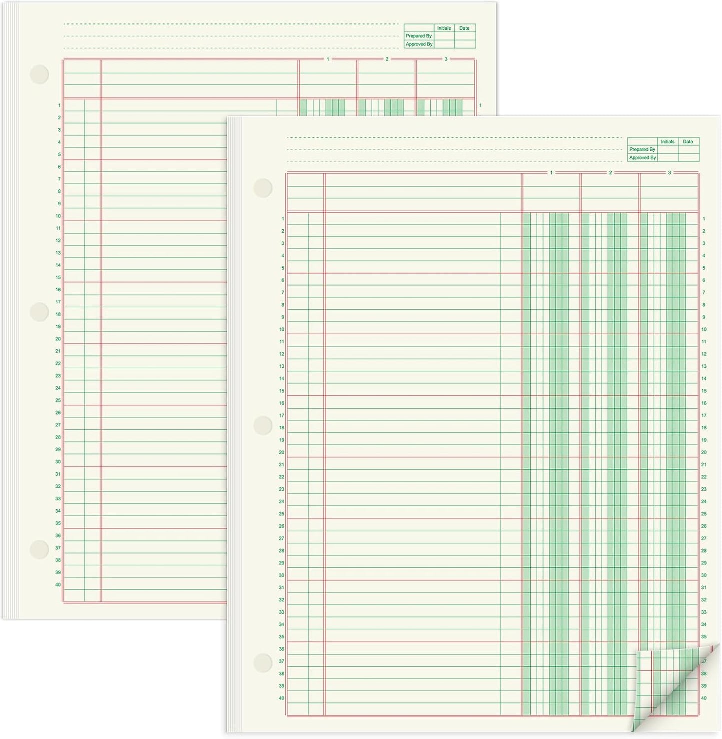 2 Pads 100 Sheets Columnar Analysis Pad 3 Column Ledger 3 Hole Punch Accounting Ledger Book 8-1/2 x 11 Ledger Paper Pad Double Page Format Columnar Pad for Business Bookkeeping & Data(3 Column Ledger)