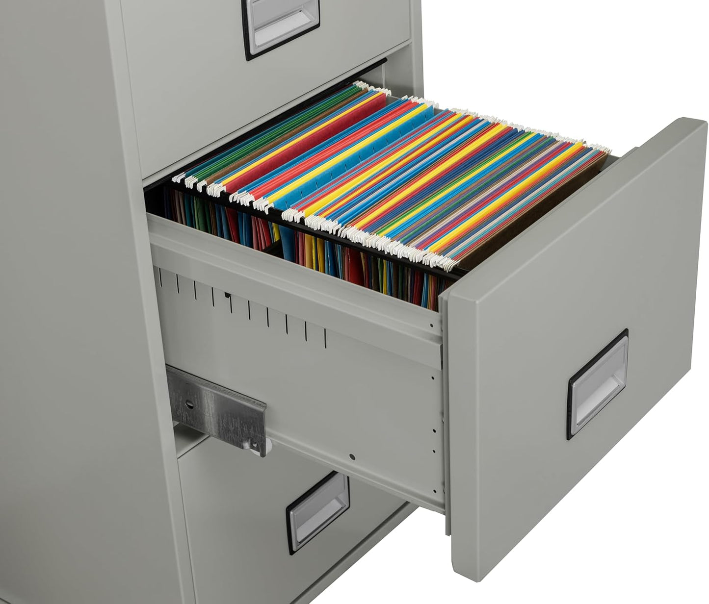 25 inch 4-Drawer Vertical Fireproof File Cabinet – Legal and Letter Size Filing – Key Lock – Water Resistant Seal – Fire and Impact Rated – Light Gray Finish – Model LGL4W25LG