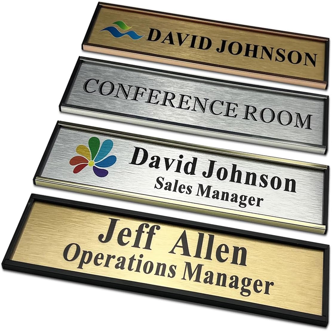 Personalized Name Plate for Door or Wall, 2 x 8 inch Custom Office Aluminum Door or Wall Name Plates with Logo Image or Texts, Office Appreciation Gifts for Coworkers Boss Teacher, Employee
