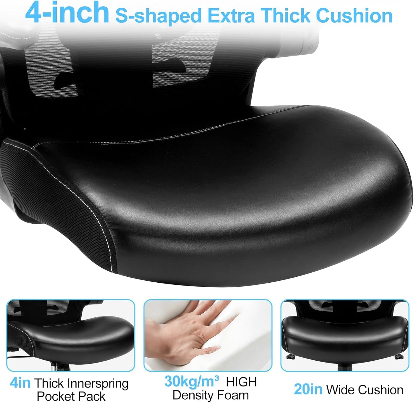 Office Chair, Ergonomic Desk Chair with Adjustable Lumbar Support, High Back Mesh Computer Chair with Heavy Duty Metal Base, Executive Chair for Home Office