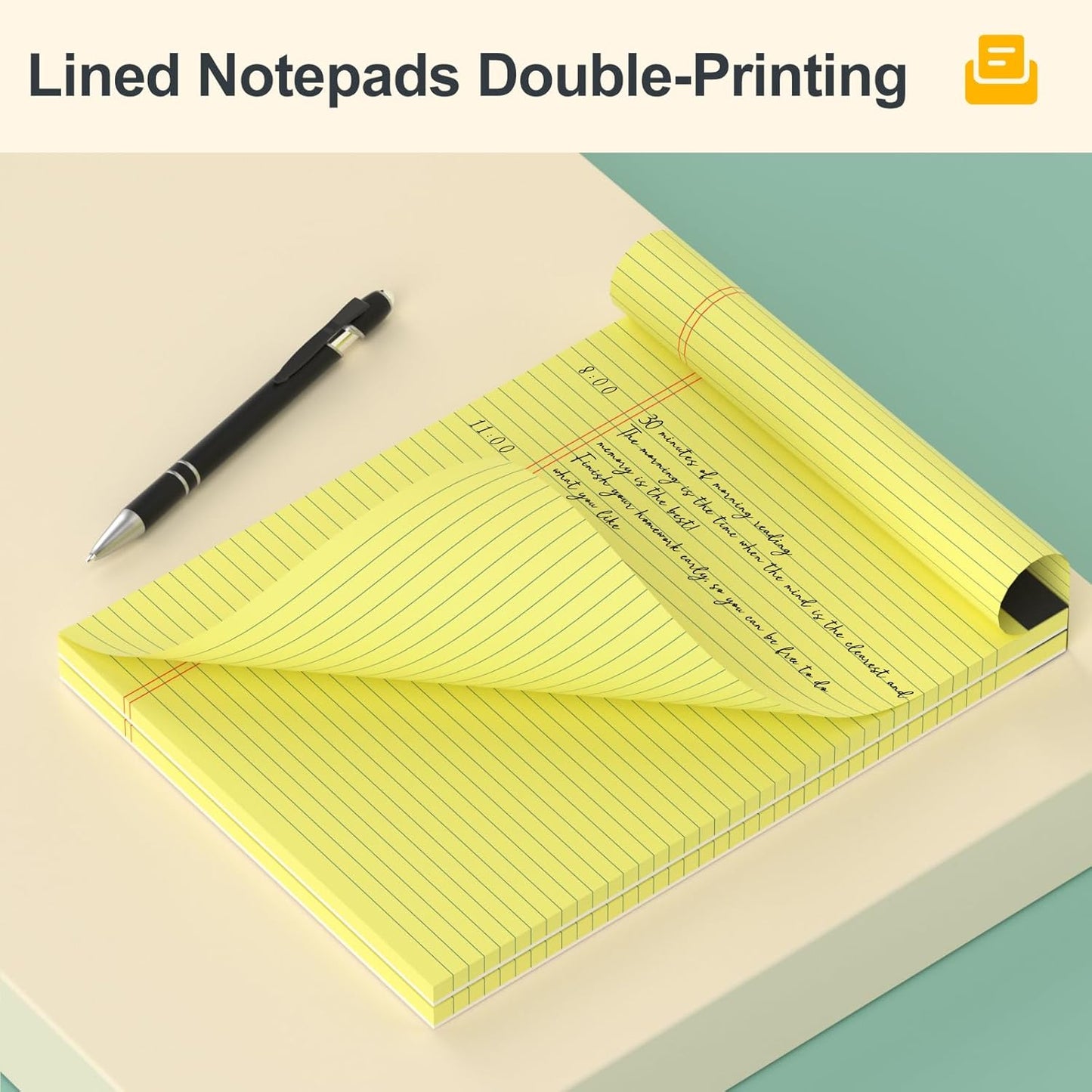 Yellow Note Pads 8.5 x 11 Legal Pads, 4 Pack Yellow Pads of Paper Tablets 8 1/2 x 11 Legal Notepads, Thickness Quality 30 Sheets per Yellow Pad 8.5 x 11 College Ruled Note Pads for Homework, Business