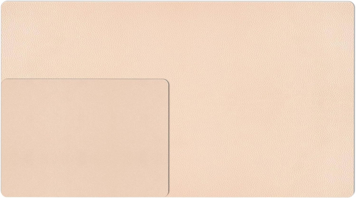 Nekmit Leather Desk Blotter Pad 36 x 20 Inches, Flat, Non-Slip, Waterproof, Apricot, Ideal for Office and Home and More