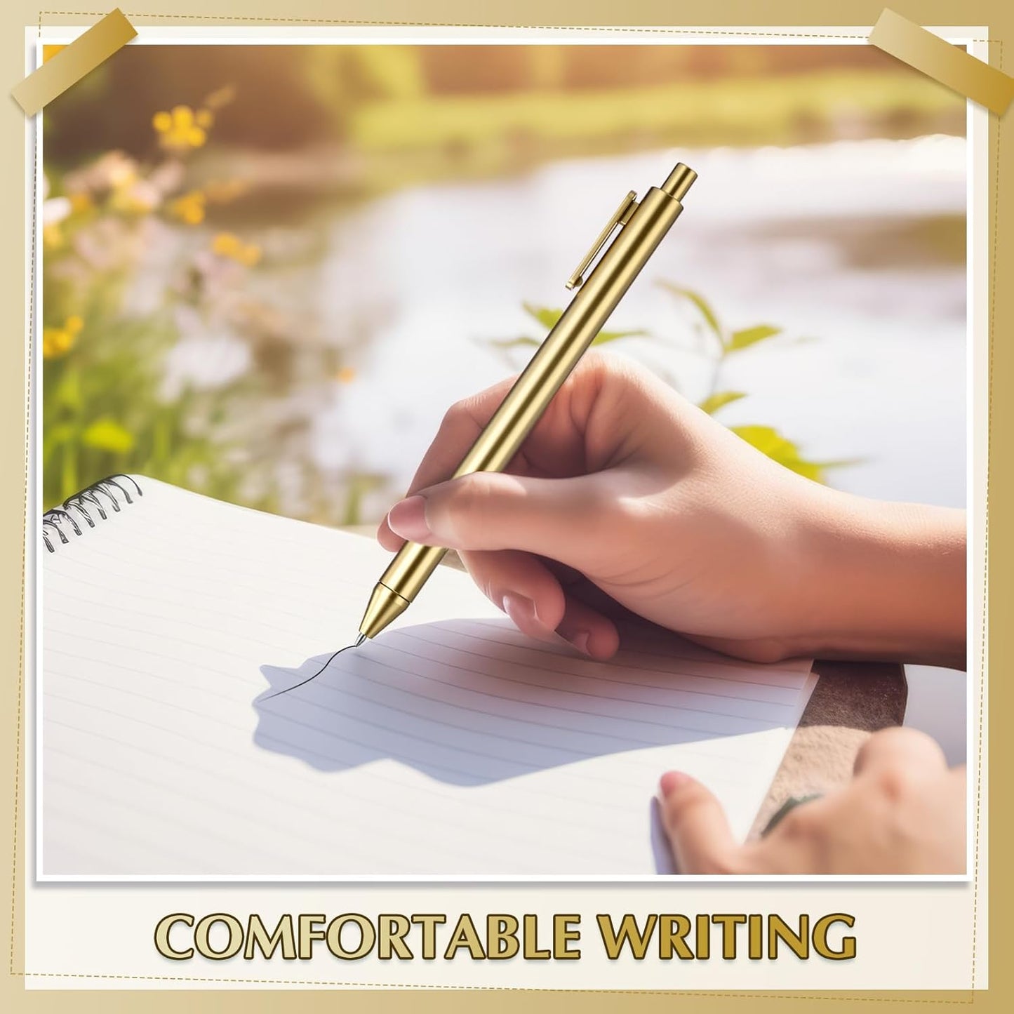 30 Pcs Gold Metallic Slim Ballpoint Pens Bulk Retractable Black Ink Medium Point (0.5mm) Smooth Writing Pens for Wedding Bridal Shower Business Office Students Teachers