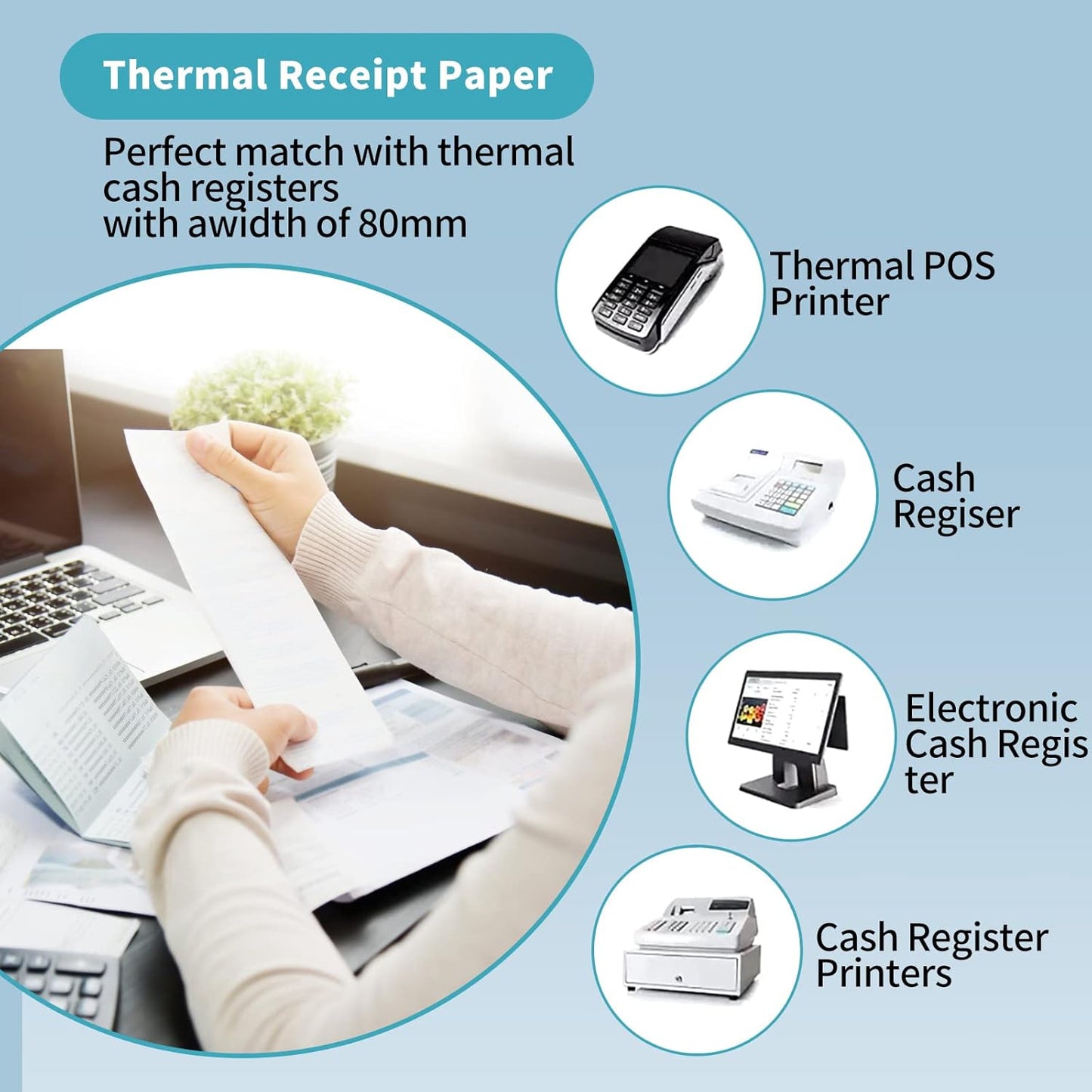 MFLABEL 32 Rolls Thermal Receipt Paper Rolls 3-1/8 x 230ft Thermal Paper Rolls
